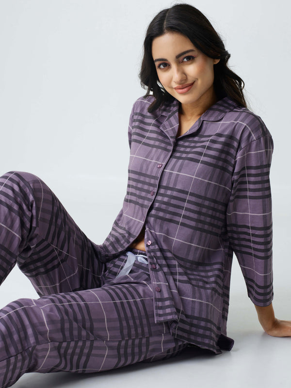 Classic Chex Cotton Knits Collared PJ Set